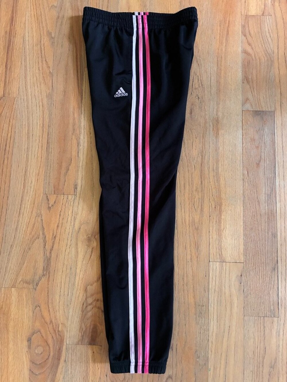 Adidas Girls Black Pink Ombré 3-Stripes Tricot Track Pants Large 14